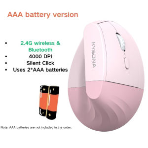 KYSONA EM18 Wireless Mouse Ergonomic Bluetooth Mice with Battery Indicator 5 Adjustable DPI Rechargeable For Windows Android Mac