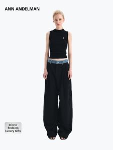 ANN ANDELMAN | Waist Denim Patchwork Straight Leg Pants