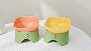 Pet Bowl Non-slip Elevated Design Neck Protection Feeder Anti Tipping Cat Dog Food Water Bowl Mangkuk Haiwan