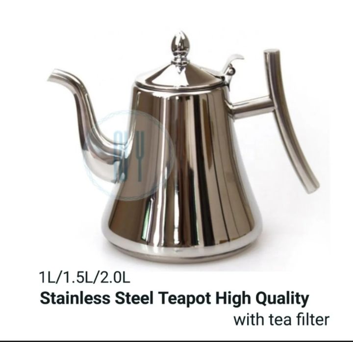 Stainless Steel Teapot Kettle With Strainer Coffee Tea Server Teko Kopi ...