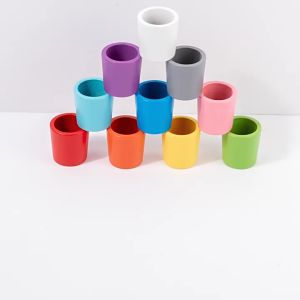 Montessori Rainbow Ball ลูกบอลไม้ และถ้วยสี สีรุ้ง ขนาดใหญ่ 25 มม. 10 สี ของเล่นสําหรับเด็ก การจดจําสี จัดหมวดหมู่เกม