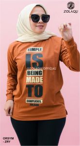 KAOS ZOLAQU TERBARU 2024 PAKAIAN WANITA LENGAN PANJANG ATASAN JUMBO OFFICIAL STORE AGEN RESMI COKLAT