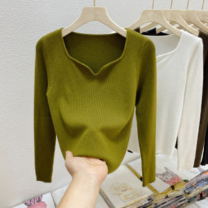 French Style Temperament V Neck Knitting Bottoming Shirt for Women 2023 Spring New Arrival Long Sleeves Inner Wear Sweater Gentle Western Style Top