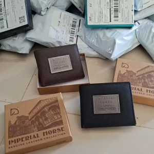 Dompet pria kulit sapi logo besi keren kulit bagus