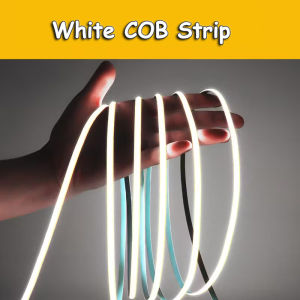 USB-Powered LED COB Strip Light-Flexible Cuttable Tape Light with Adhesive Backing Push Button Control for Homes Kitchens