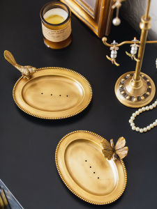 Retro Bronze Jewelry Storage Tray Bathroom Decorative Accessories Bedroom Living Room Ornamental Plaques Handmade Soap Dish