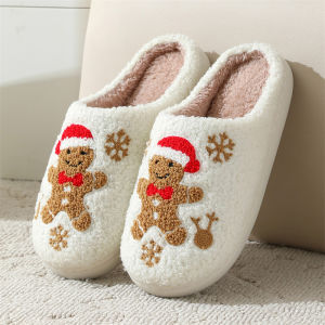 Christmas Plush Slippers Bulk Order - Winter House Shoes for Women & Couples Cozy Non-Slip Indoor Slides with Festive Design