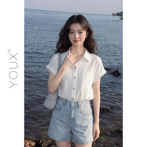 YOUXIANG | Áo Sơ Mi Mùa Hè Trắng Elegance Phong Cách Pháp