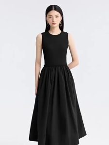 Korean A-Line Tank Dress For Women Flared Sleeveless Round Neck Slim Fit