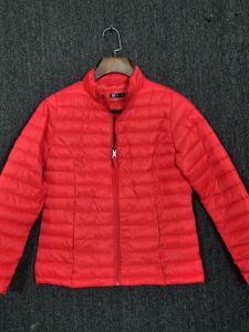 Womens Winter Lightweight Cotton Coat Little Red Coat Festival Festive Red Outwear Super Light Stand-up Collar Slim Fit for Supermarkets Exported to America