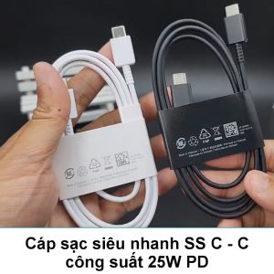 Cáp sạc nhanh SAMSUNG C to C 3A (công suất PD 25W )  cho S9 Note 10 Plus Z Fold S20 S20+ S21 S22 Ultra - Hàng Zin hãng bóc máy