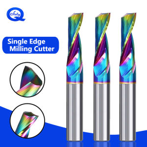 1Pcs DLC Colored Coating Single-Bevel Carbide End Mill for CNC Milling Suitable for Acrylic and Aluminum Alloy 2mm 3.175mm 4mm