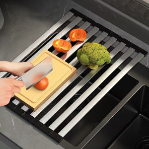 304 Stainless Steel Kitchen Sink Drain Rack Foldable Dish Drainer Rack Rack Sink Bowl and Dish Storage Rack Drying Storage Shelf