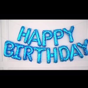 Balon Foil Huruf Biru A-Z Balon Foil Angka Biru 0-9 Ukuran 40cm