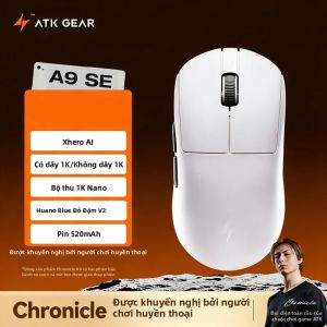 Chuột Chơi Game Không Dây ATK A9 SE Plus Pro Max Tri Mode 8K Trọng Lượng Nhẹ 53g Thiết Kế Công Thái Học Cảm Biến PAW395 Ultra Pin 800mAh Hỗ Trợ Tùy Chỉnh Esports PC