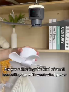 12000mAh Mini Ceiling Fan Wireless Fans Kipas Siling USB Recharge Air Colder Camping Fans with LED Light Remote Control