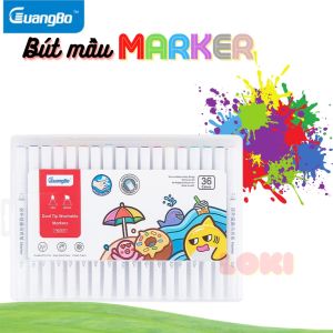 Bút màu marker 2 đầu Guangbo 12/24/36/48 màu bút dạ mầu cao cấp hộp nhựa H02236-39 - LOKI KIDS
