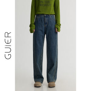 High Waist Straight Leg Jeans Womens New 2025 Spring Vintage Casual Loose Slimming Wide Leg Pants Deep Color Long Pants