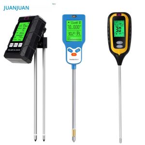 เครื่องวัดคุณภาพดินแบบมือถือ 6 in 1 วัดความอุดมสมบูรณ์ ค่า pH อุณหภูมิ ความชื้น แสง ความชื้นในอากาศ พร้อมหน้าจอ LCD เครื่องวัดค่า pH ดิน เครื่องวิเคราะห์ดินสำหรับสวนและพืช