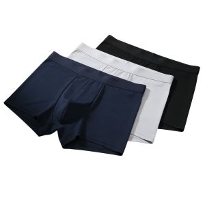 Mens Seamless Flat-Bottom Smooth Underwear 3-Piece Set Random Colors Navy Blue/Black/Grey Style Cool and Breathable Soft A