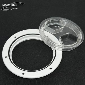 4 6 นิ้วสีขาววงกลมโปร่งใสตรวจสอบ Hatch Deck ป้องกันการกัดกร่อนพลาสติก ABS Marine Hatch สําหรับเรือยอชท์ RV