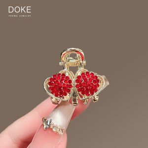 New Year Red Rhinestone Small Hair Clip Womens New Style Miniature Hair Clip Bangs Side Part Hair Clip Sweet Hair Accessories