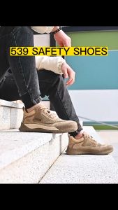 Leather Steel Toe Rubber Work Safety Shoes for Men Anti-Smashing Anti-piercing Breathable Labor Insurance Shoes Lightweight Protective Work Shoes