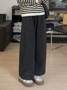 High Waist Wide Leg Woolen Trousers for Women Autumn Winter plus Size Pear Shaped Body Covering Hip Nine Points Knife Pants