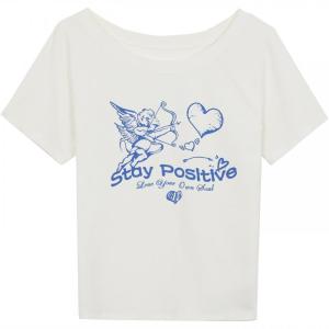 Unique Design White Off-Shoulder T-Shirt