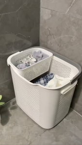 Large Plastic Laundry Basket Storage BinHollow Out Dirty Clothes BasketDormitory And Bathroom Portable Storage Basket