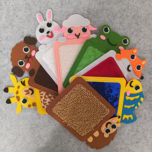 8Pcs Cartoon Animal Themed Felt Sensory Mats for Autistic Children Textured Cognition Tile Preschool Developmental Education Toy
