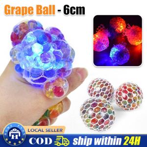 【Local delivery】 Kids Mesh Squish Ball Squeeze Ball Release Stress Funny Anti-Stress Squishy Grape Relief Ball Toys for Kid Adult