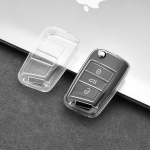 Transparent TPU Car Key Fob Case Cover For Volkswagen VW Polo Golf 7 Golf7 MK7 Tiguan Skoda Octavia Kodiaq Karoq for Seat Ateca
