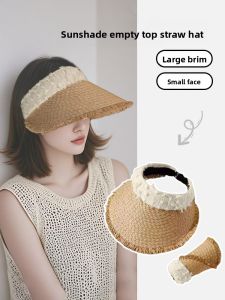 BILLI ZILLY | Womens Summer 2025 New Style Sun Hat Beach Vacation Large Brim Face Slimming Sunscreen Hat Casual Empty Top Straw Hat