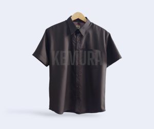 Kemura Kemeja pria bahan linen kemeja pria polos hitam