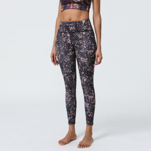 High Waist Quick Dry Fleece Yoga Pants Leopard Print Pilates Fitness Trousers Marathon Running Nine Points Sports Womens Leggings