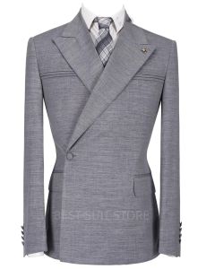 Formal Mens One Button Suits Blazer Peak Lapel for Party Prom Tuxedos Men Suits Busienss Wedding Jacket Coat Outwear Tops