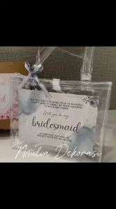 Tas Mika Bridesmaid Paper Bag Custom Bening Transparan Kardus Hampers Sticker Souvenir Nikahan Wedding