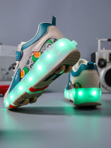 New Childrens Four-Wheel Rollerskate Shoes Students Winter Girls Bottom with Wheels Skate Shoes Boys Girls Toddler Shoes