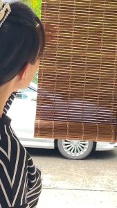 New🎉มู่ลี่ไม้ไผ่ รุ่นสีน้ำชา ไม้ไผ่100% (กว้าง*สูง) บังแดด บังฝน