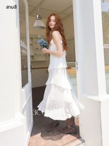 3COLOUR·S | French Style V-Neck Sleeveless A-Line Chiffon Maxi Dress
