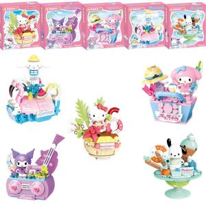 Keeppley Sanrio Summer Party Series ประกอบบล็อกตัวต่อ Hello Kitty Kuromi My Melody Pochacco Cinnamoroll ของขวัญตกแต่ง