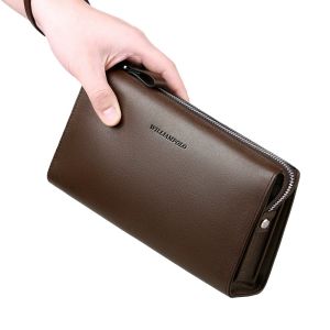 Williampolo Clutch Bag Top Layer Cowhide Mens Clutch Genuine Leather Business Large Capacity Handbag Wallet
