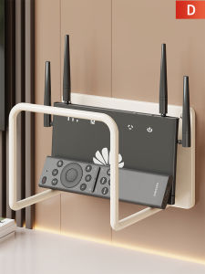 Wall-Mounted Cable Modem Router Storage Box Shelf with Socket and Device Cover Non-Drilling