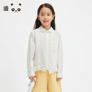 Pure Cotton Comfortable Shirt with Doll Collar And Butterfly Knot Cute Baby Clothes by Broadcute KGR3CD0056 for Ages 3-14