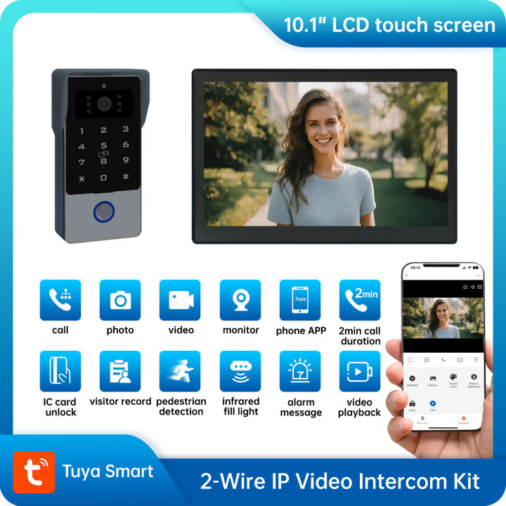 V-tec 2-Wire Video Door Intercom System – 2-Family, With Image Memory, RFID & 170° Fisheye Camera