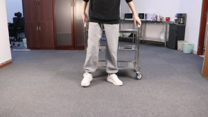 HEJI Stainless Steel Serving Trolley Large 3 Tier Stainless Steel Utility Cart for Kitchen Restaurants Hotels with 3 Storage Shelves with Wheels