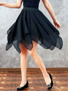 High Waist Asymmetrical A-Line Skirt Womens Semi-Body Double Layer Gauze Skirt Large Swing Skirt Transparent Decorative Skirt