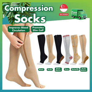 Zipper Compression Socks for Men & Women Graduated Support Relieve Varicose Veins Swelling & Leg Fatigue Athletic Use