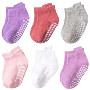 6Pairs/Lot Cotton Kids Anti-Slip Boat Socks Casual Baby Boys Girls Sock Floor Children Socken With Rubber Grips For 0-5Years